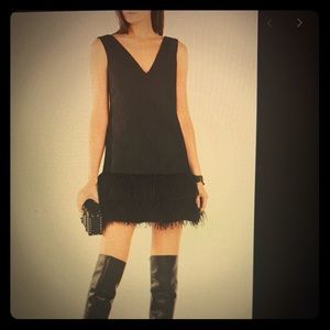 BCBG Jamysen Feather Trim Puckered Jacquard Dress